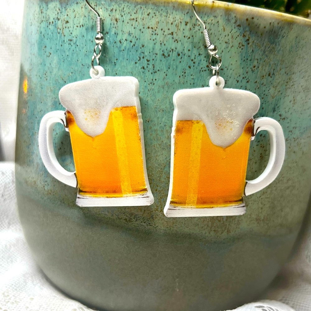 Beer mug earrings